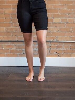 High-Rise Black Bermuda Shorts